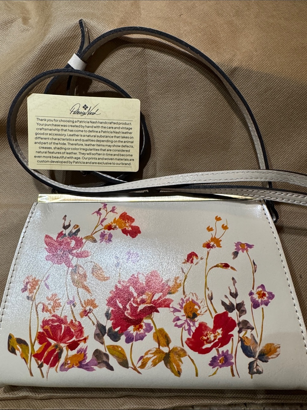 Patricia Nash Cream Floral Convertible Crossbody or gorgeous clutch Brand new